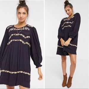 NWT Free People Women's Pasadena Embroidered Mini Dress L